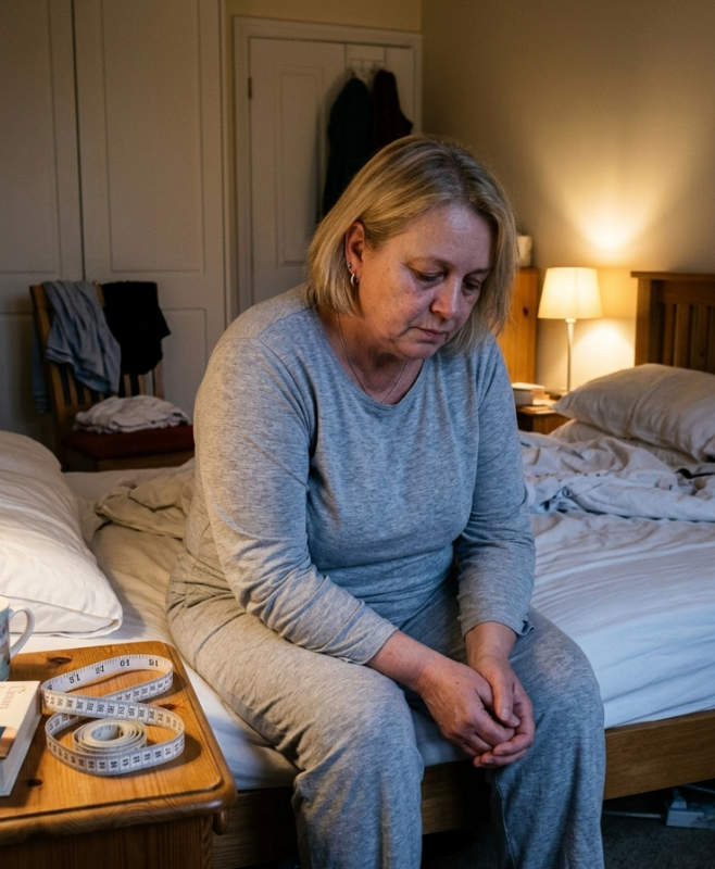 Sabine an dem Abend — die Lieblingsjeans ging nicht mehr zu.