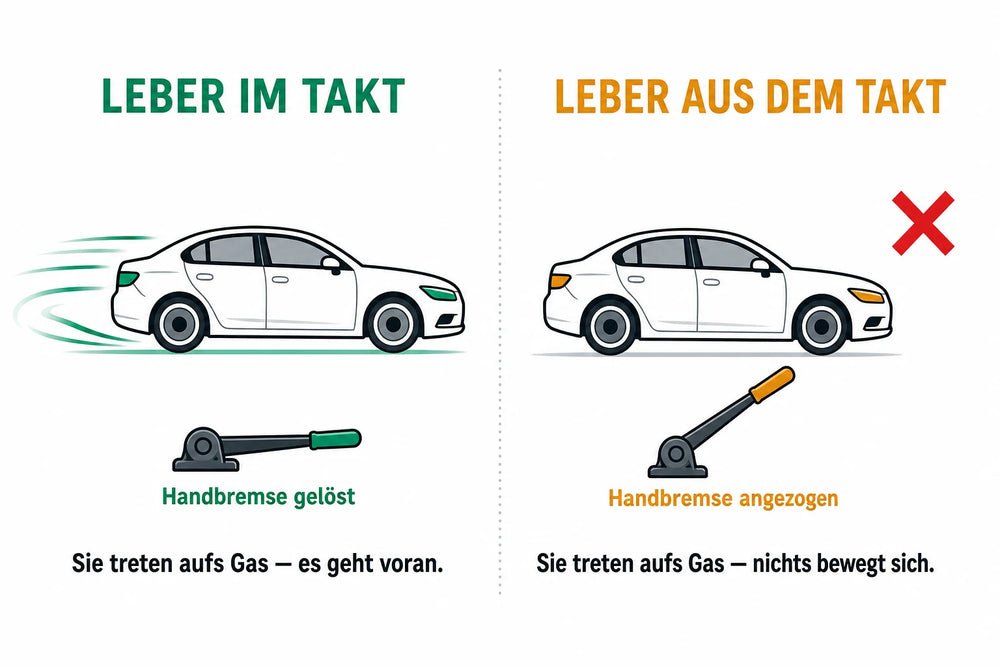 Leber im Takt vs. Leber aus dem Takt — Handbremse gelöst vs. angezogen
