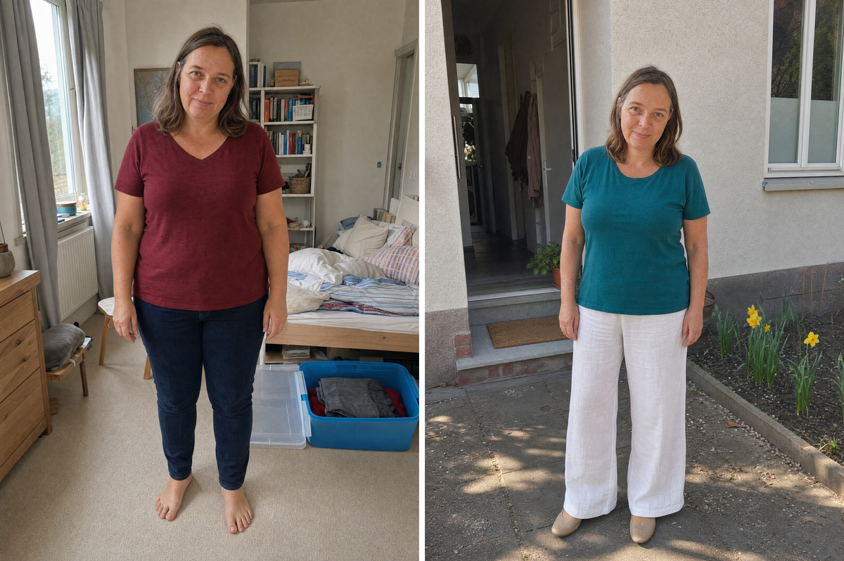 Kerstin im Oktober und im April im Vergleich