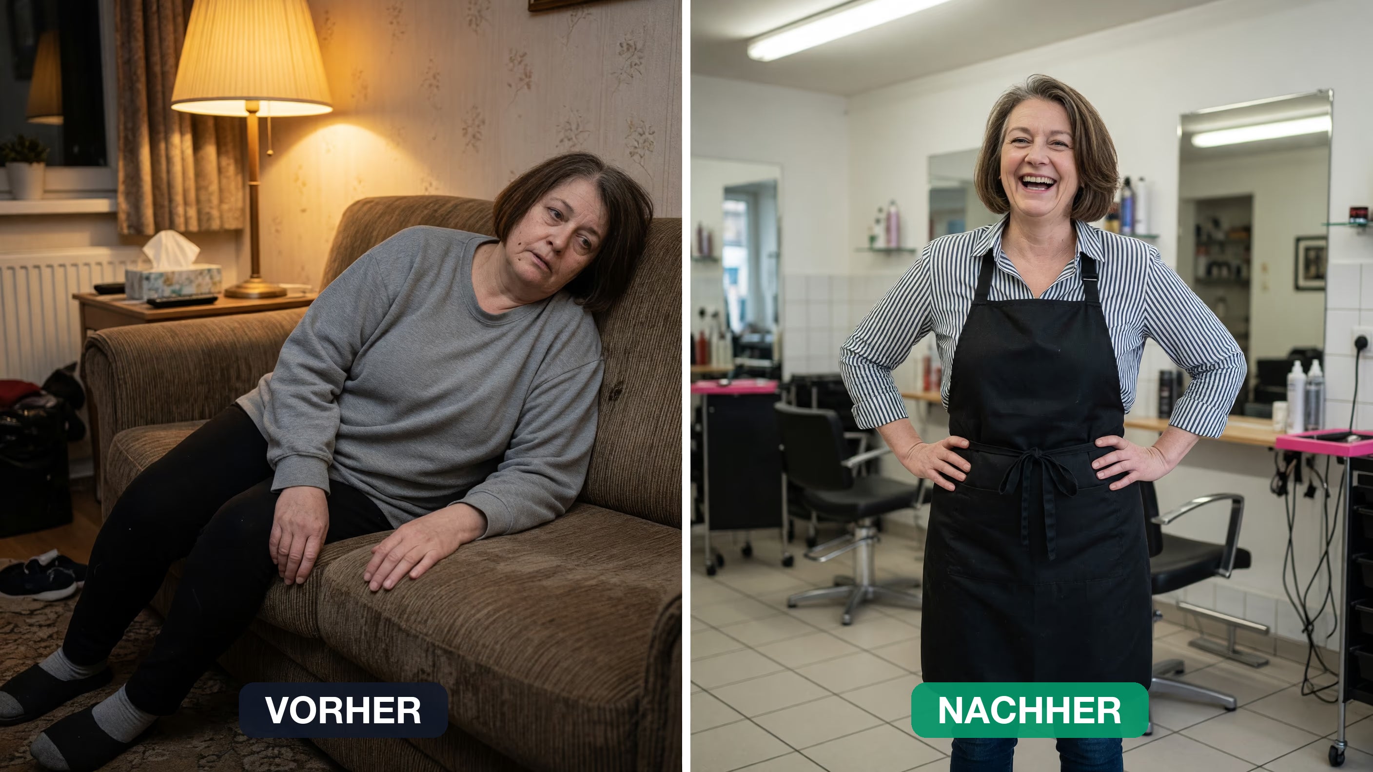 Birgit L., 49, Friseurin aus Kassel — vorher und nachher